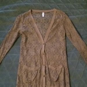 Xhilaration brown lace cardigan